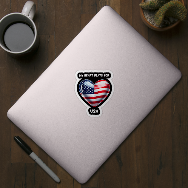 My Heart Beats For USA Flag by Graceful Designs